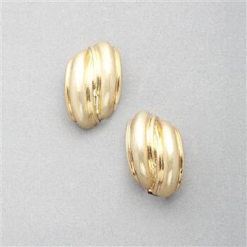 Worn Gold Curved Earring x0078, , large