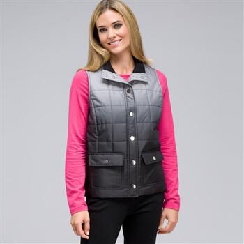 Mock Neck Quilted Vest x0034, , large