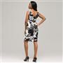 Black And White V-Neck Floral Dress x0023, , small