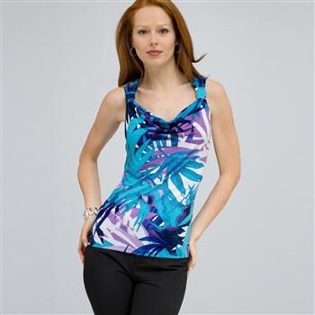 Drape Neck Tank with Knot Detail. x0034, , large