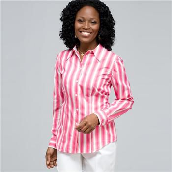 Stripped Button Down Shirt x0052, , large