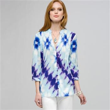 3/4 Sleeve Pleated Tunic x0034, , large