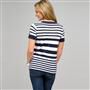 Striped Sleeve V-Neck Roll Cuff Tee x0039, , small