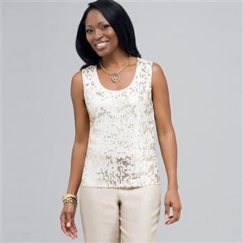 Sleeveless Sequined Top. x0021, , large