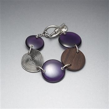 Silver and Purple Button Bracelet x0027, , large