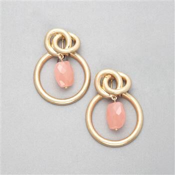 Pink Quartz Hoop Earring x0018, , large
