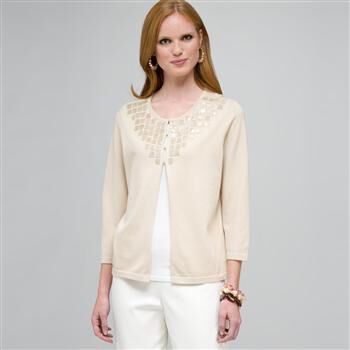 Beaded Cardigan x0096, , large