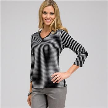 3/4 Sleeve V-Neck Top x0083, , large