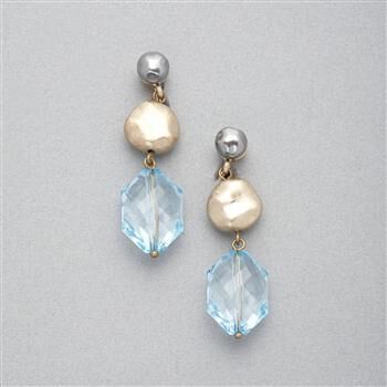 Blue and Gold Clip On Earring x0081, , large