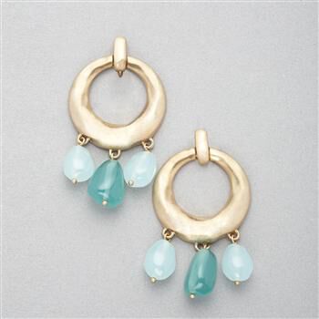 Turquoise and Gold Hoop Earring x0027, , large