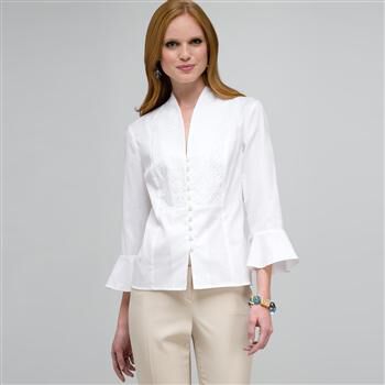 3/4 Sleeve Button Down Shirt x0087, , large