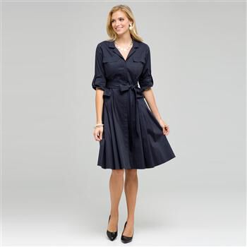 Short Sleeve Belted Shirtdress x0075, , large