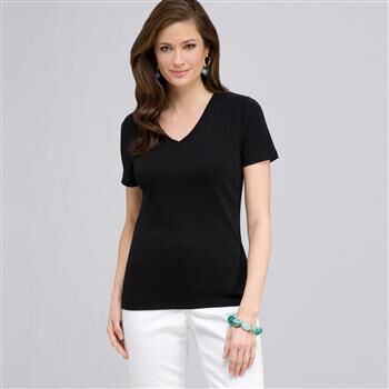 Short Sleeve V-Neck Tee x0036, , large