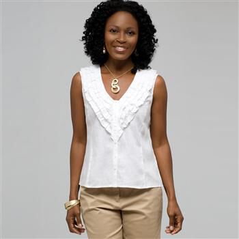 Ruffle Sleeveless Shirt x0088, , large