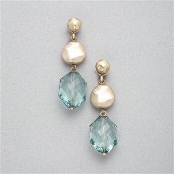 Green and Gold Clip On Earring x0016, , large