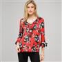 Floral Ruffle Top x0026, Cardinal Red Multi, small