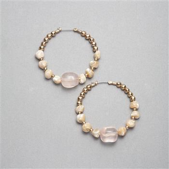 Pink and Gold Hoop Earring x0078, , large