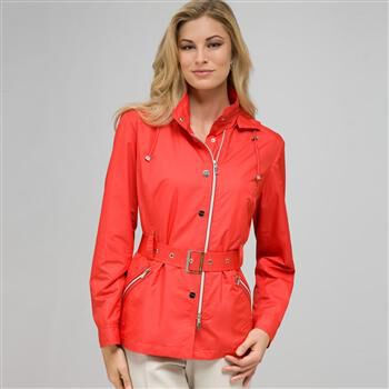 Belted Hooded Jacket x0013, Cardinal Red, large