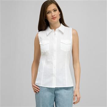 Sleeveless Button Down Blouse. x0015, , large