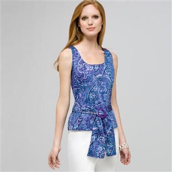Paisley Sleeveless Shirt With Tie Front. x0085, , large