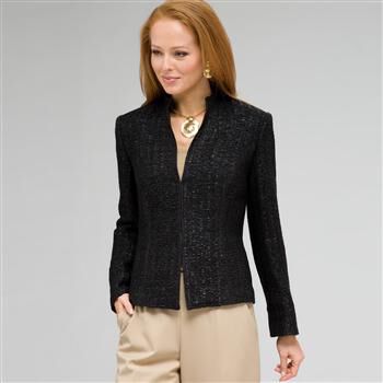 Textured Zip Front Jacket x0028, , large