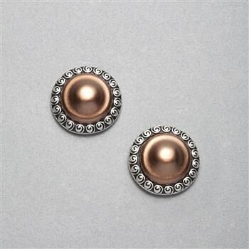 Bronze Clip On Button Earring x0066, , large