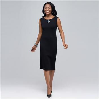 Boat Neck Sleeveless Sheath Dress. x0011, , large