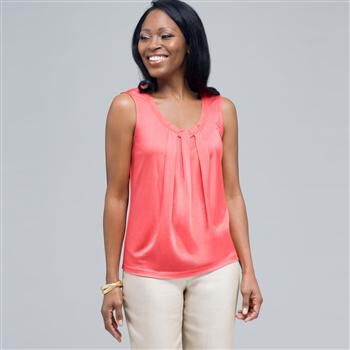 Sleeveless Pleated Top. x0015, , large