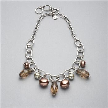 Green and Brown Beaded Frontal Collar Necklace x0041, , large