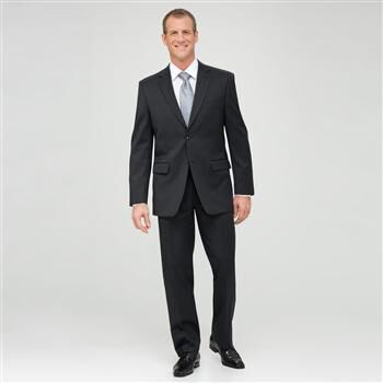 Charcoal Flat Front Athletic Fit Shadow Striped Wool Suit x0017, , large