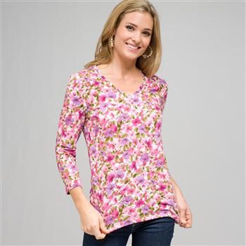 Floral Print Tee x0093, , large