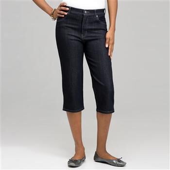 Classic Denim Straight Leg Capri x0017, , large