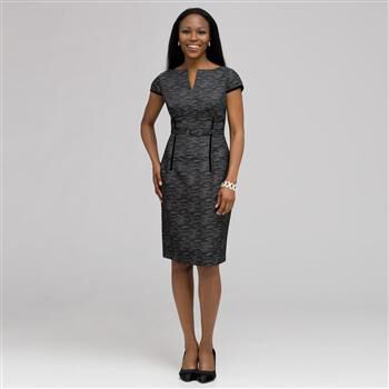 Dart Dress With Velvet Trim x0035, , large