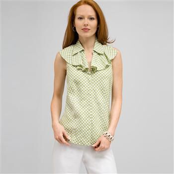 Ruffle Front Sleeveless Blouse. x0015, , large