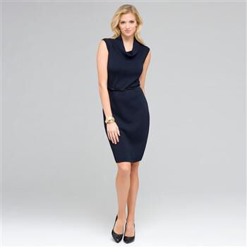 Sleeveless Belted Cowl Neck Dress x0069, , large