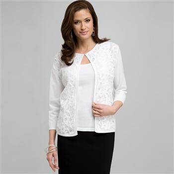 Crew Neck Cardigan x0087, , large