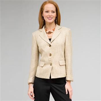 Notch Collar Basket Weave Jacket x0033, , large