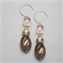 Brown and Pink Drop Earrings x0069, , small