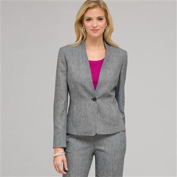 One Button Flat Front Jacket x0013, , large